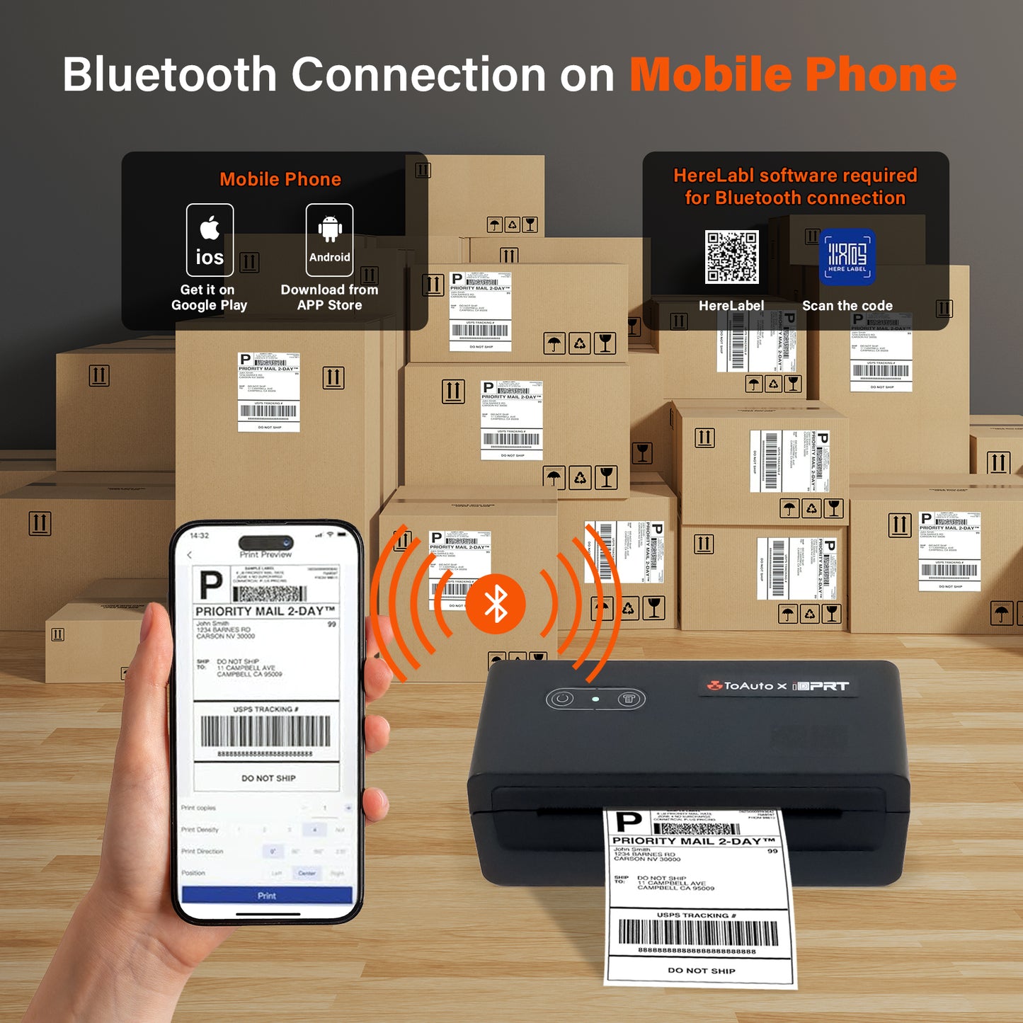 TOAUTO Portable Thermal Label Printer