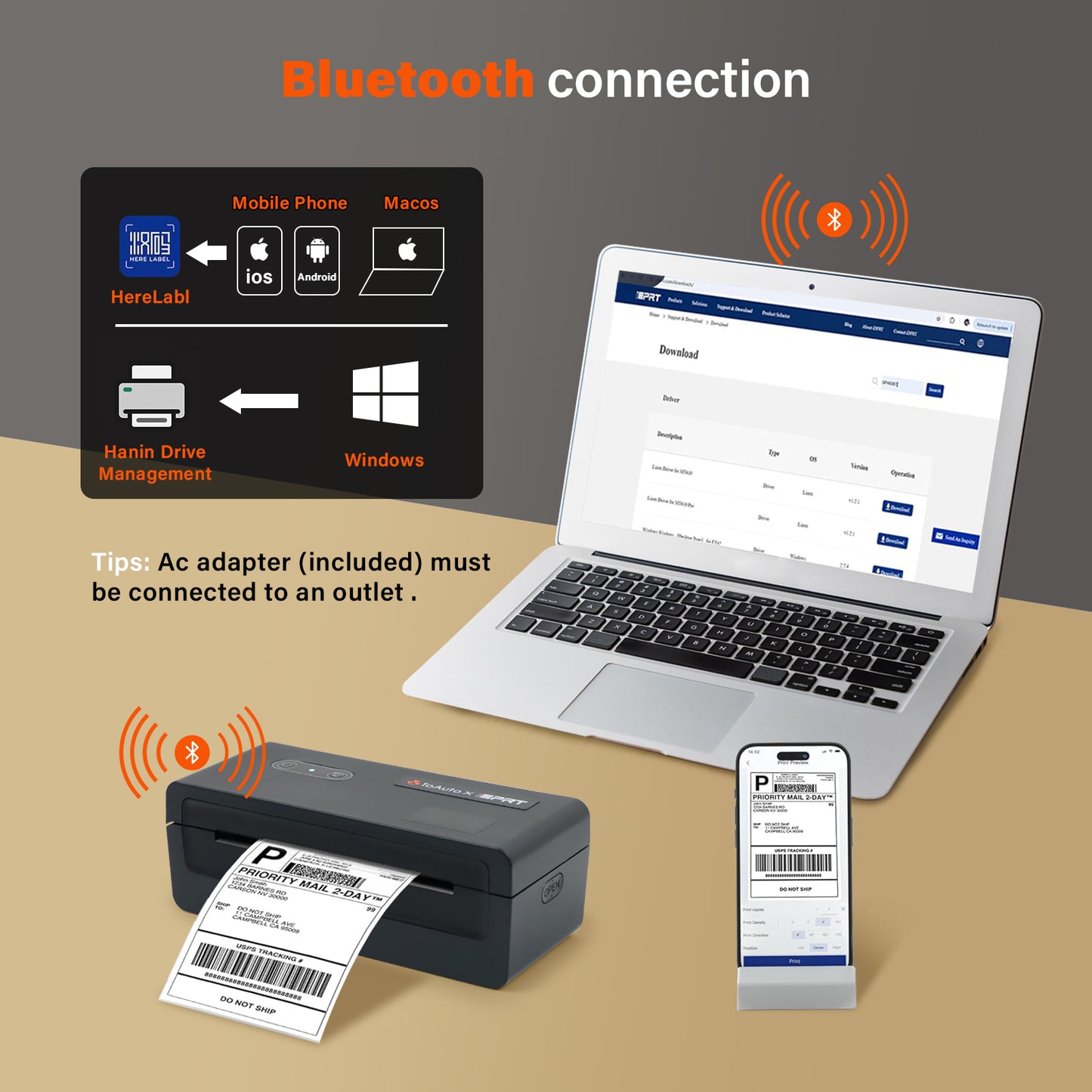 TOAUTO Portable Thermal Label Printer