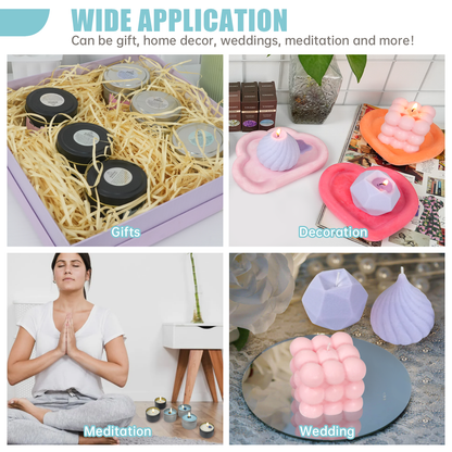 toauto wax melters to make Candle products with various applications including gifts, decoration, meditation, and weddings.